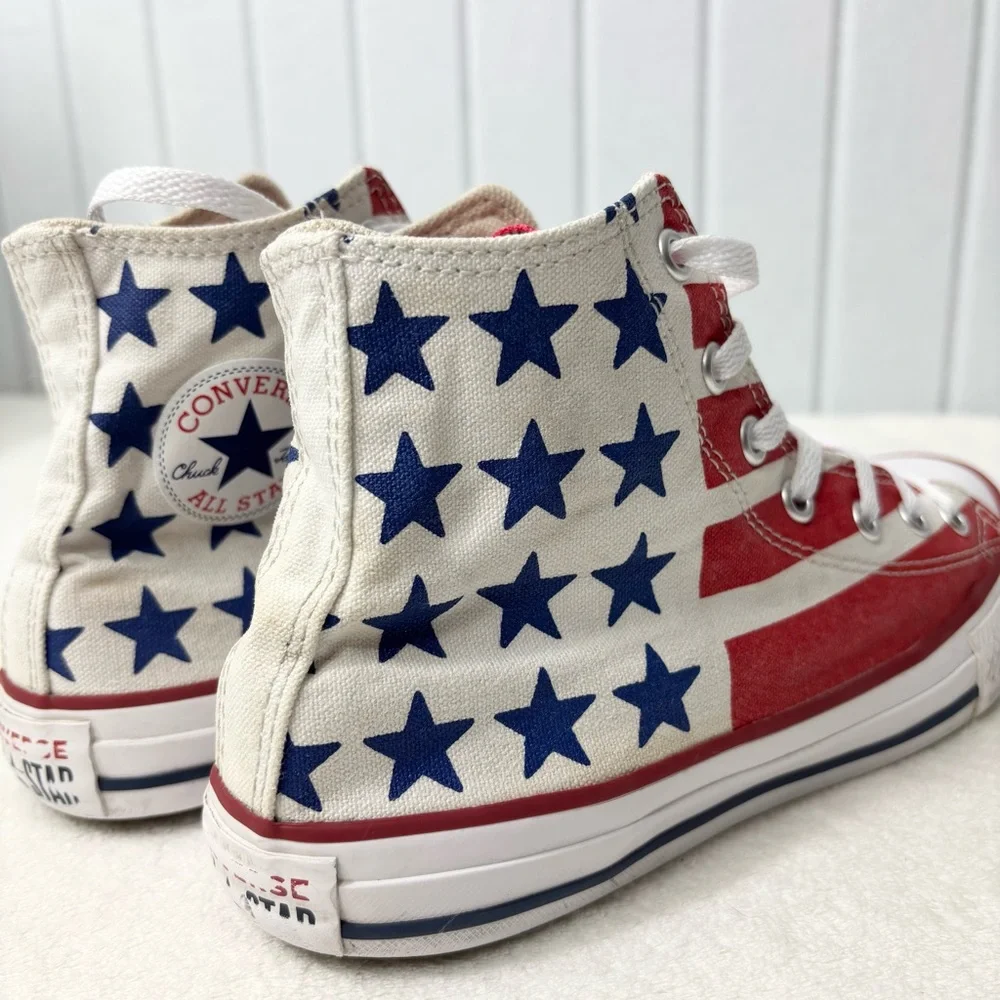 Converse Chuck‎ Taylor Kid  Size 4 American Flag High Top Sneake Streetwear